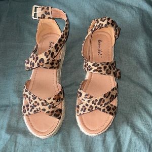 Cheetah print wedge platform sandals-worn once!